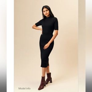 Kotn Black Ribbed Pencil Skirt